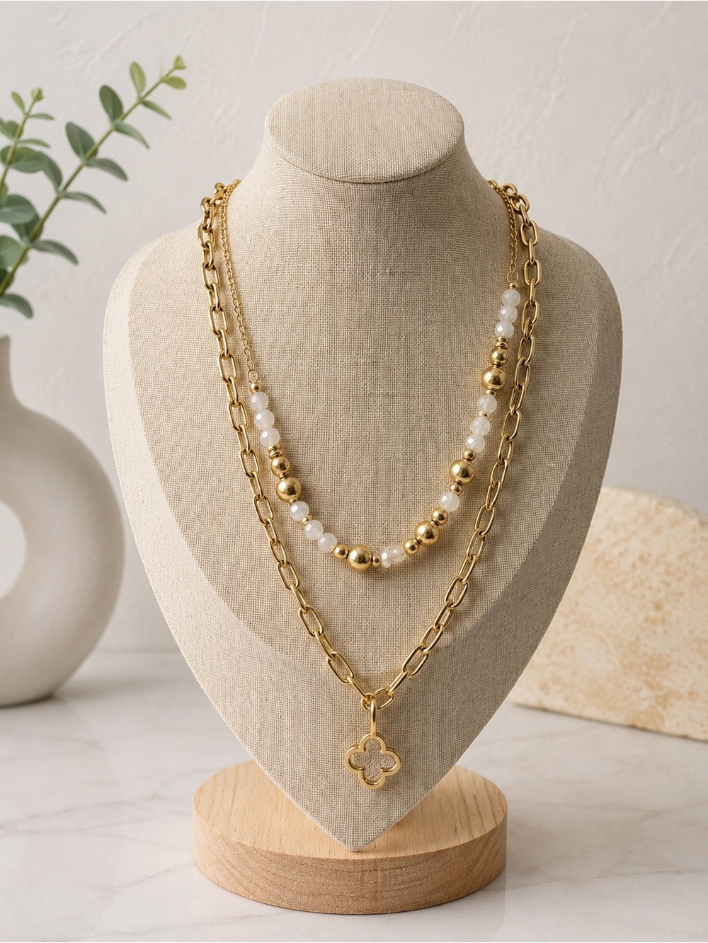 Pomina Two-Piece Layered Gold-Tone Necklace Set (BR1010/1ov)